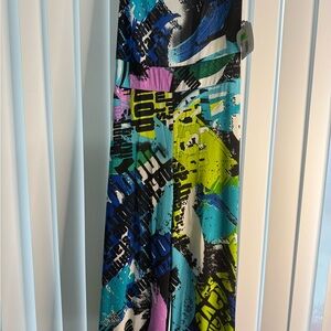 Vibrant Abstract Print Maxi Dress - Multicolor